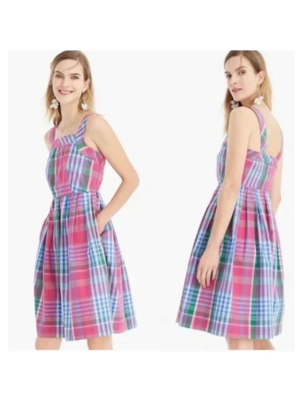 J. Crew Plaid Vintage Sundress Apron Dress Cotton 12 Large